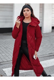 Kurtka zimowa damska pikowana z kapturem FEMACOAT bordowa Dstreet TY5479