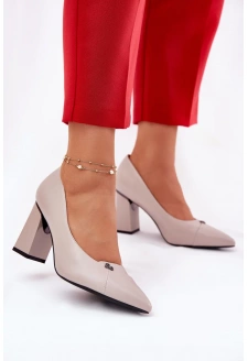 Elegantní dámské lodičky na širokém podpatku Vinceza – šedé