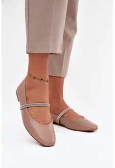 Dámské baleríny s lesklými pásky Ilirene – tmavě béžové