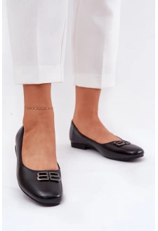 Dámské elegantní baleríny s ozdobou Vinceza – černé