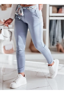 Spodnie damskie materiałowe chinosy z paskiem ROSSALI błekitne Dstreet UY2535