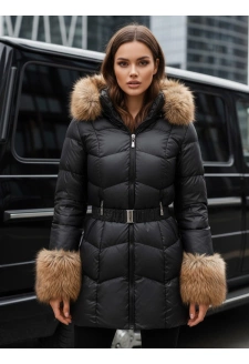 Kurtka damska zimowa pikowana z kapturem czarna Dstreet TY5320