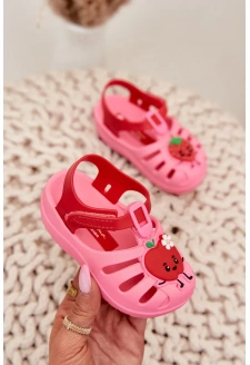 Dětské sandálky na suchý zip s ovocným motivem Ipanema Summer XIV – růžovo-červené