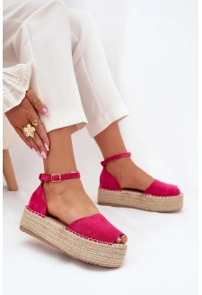Dámské sandály espadrilky na platformě s pleteným detailem – fuchsiové