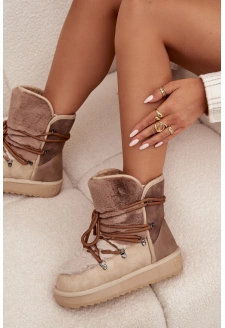 Dámské sněhule D.Franklin s kožešinou – béžové