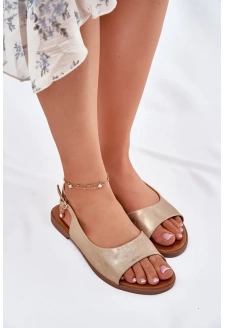 Dámské sandály na nízkém podpatku – zlaté Weanise