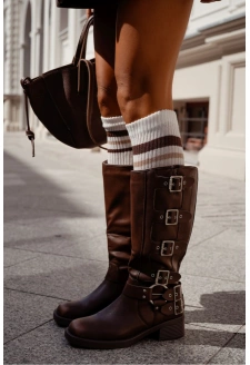 Dámské podkolenky v žebrování s proužky – ecru