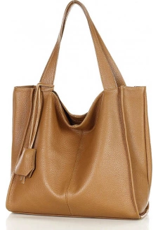 MARCO MAZZINI Camel dámská kožená shopper kabelka