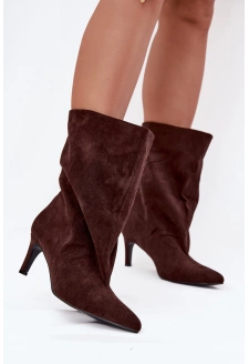 Dámské kotníkové boty na jehlovém podpatku Solvienne – čokoládové