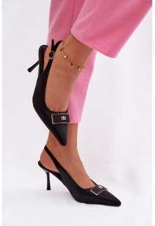 Dámské sandály na jehlovém podpatku s ozdobným detailem Lurella – černé