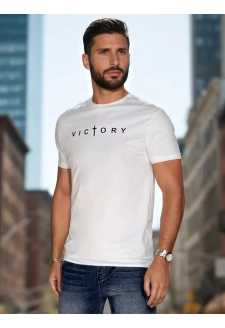 T-shirt męska z nadrukiem biała Dstreet RX5641