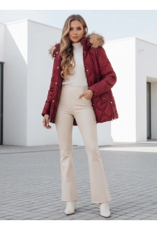 Kurtka zimowa damska LUMORE pikowana z kapturem bordowa Dstreet TY5014