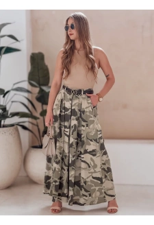 Spódnico-spodnie moro z paskiem FLOWES jasnozielone Dstreet UY2562