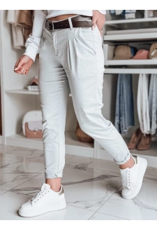 Spodnie damskie chinosy z paskiem MODELA jasnoszare Dstreet UY2564