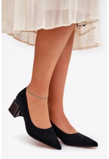 Dámské semišové lodičky s špičatou špičkou Vinceza – černé