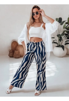 Spodnie damskie wide leg w paski ZEBRAVIBE granatowo-beżowe Dstreet UY2654