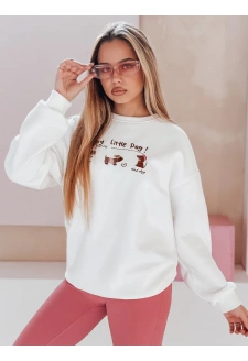 Bluza damska oversize z jamnikami JAMNIKOVE biała Dstreet BY1498