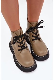 Dámské botky Harmine – zateplené, na platformě, šněrovací, zelené