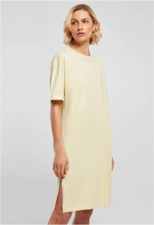 Dámské šaty s rozparkem jemně žluté