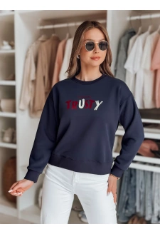 Bluza damska oversize z haftem SOFTRUS granatowa Dstreet BY1410