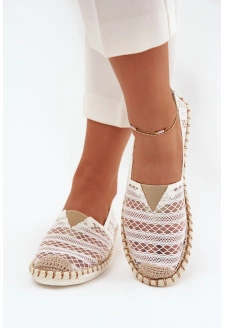 Dámské krajkové espadrilky se síťkou – bílé