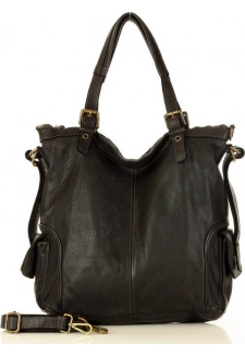 MARCO MAZZINI Černá kožená shopper kabelka