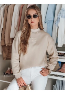 Bluza damska oversize z naszywką LOVASON beżowa Dstreet BY1420