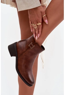 Dámské botky Delmira – hnědé, zateplené, na podpatku typu “klocek”