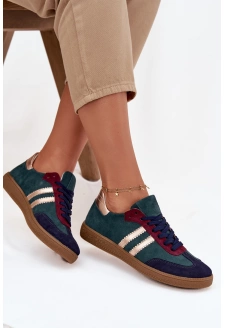 Dámské nízké semišové tenisky – lahvově zelené Zazoo