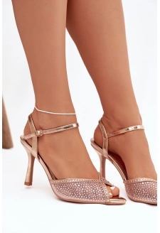 Dámské sandály na jehlovém podpatku se zdobením Peloria – šampaňské