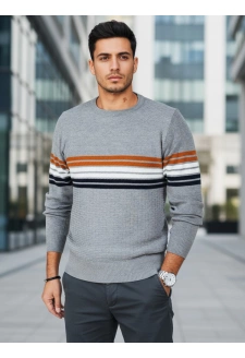 Sweter męski w paski szary Dstreet WX2324