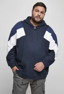 Oversize 3-Tone Hoody půlnoční/bílá/tmavě modrá