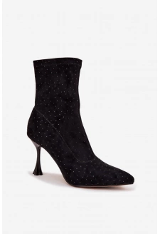 Dámské kotníkové boty na jehlovém podpatku D&A – černé