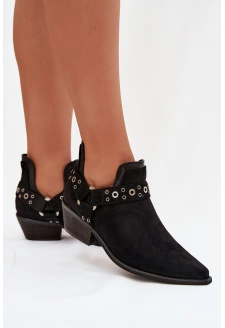 Dámské kotníkové boty s výřezy a pásky – černé Vannessae