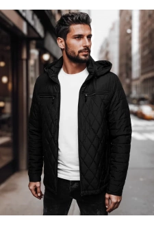 Kurtka męska pikowana z kapturem czarna Dstreet TX4989