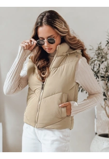 Kamizelka damska pikowana LIKEHUGS beżowa Dstreet TY4979