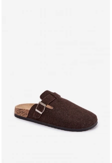 Pánské domácí pantofle s přezkou Luvan – čokoládové