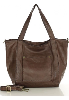 MARCO MAZZINI Tmavě hnědá prostorná kožená shopper kabelka
