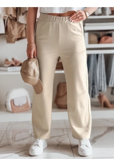Spodnie damskie wide leg prążkowane LUXEEN mokka Dstreet UY2520