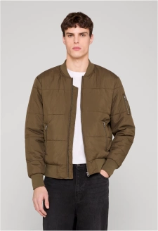 Basic Quilt Bomber Jacket olivová