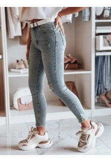 Spodnie damskie jeansowe skinny z paskiem ICONON niebieskie Dstreet UY2465