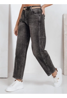 Jeansy damskie wide leg z paskiem czarne Dstreet UY2744