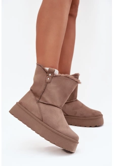 Dámské sněhule na platformě s kožíškem Evelira – světle béžové