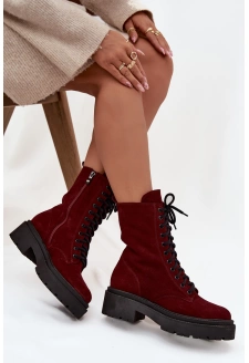 Dámské workery z pravého semiše Zazoo - bordó