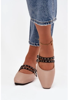 Dámské baleríny s pásky Deliora – béžové