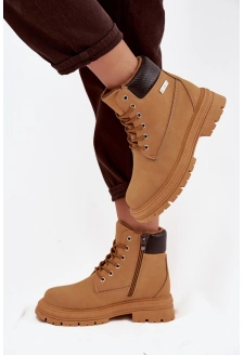 Dámské zateplené trapery na zip Selinda – camel