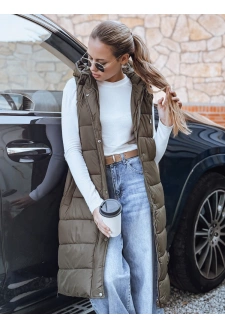 Kamizelka damska długa pikowana zielona Dstreet TY5268