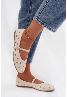 Dámské baleríny se stříbrnými prvky Marivon – béžové