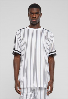 Pánské tričko Oversized Striped Mesh Tee - bílo/černé