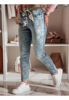 Spodnie damskie jeansowe slim fit z paskiem FLORETTA niebieskie Dstreet UY2490
